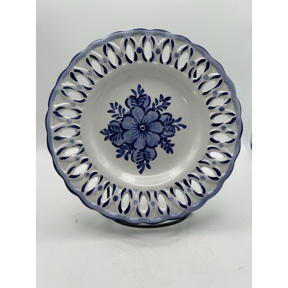 Vintage, Style Eyes By Baum Bros. Pierced Rimmed Plate 9 inch.